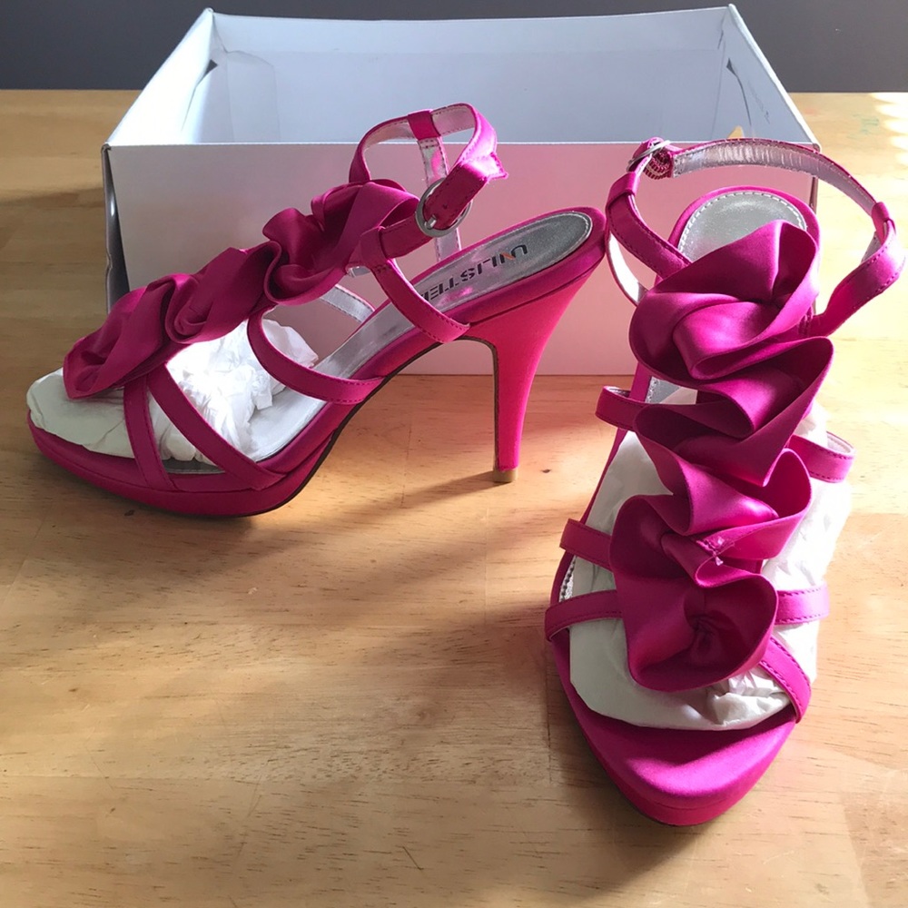 Hot pink strappy 4 inch heels